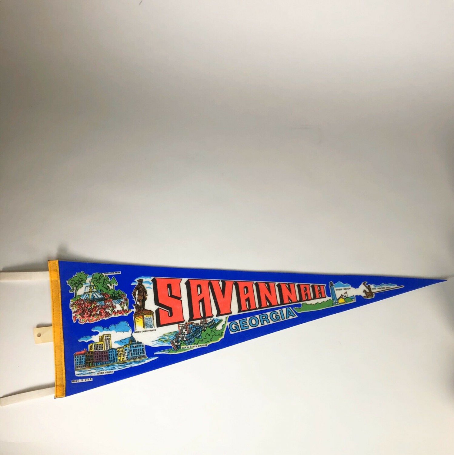 Vintage Savannah Georgia Felt Pennant Flag Banner Sign Travel Souvenir