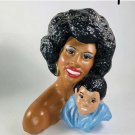 Vintage Woman and Child Ceramic Hand Painted Bust  11” x 8”