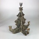Vintage Silver metal Christmas tree candle holder  12” x 10”