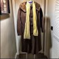 Vintage Brown Wool Coat with Real Fur Collar Medium