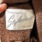 Vintage Brown Wool Coat with Real Fur Collar Medium