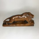 Mid-Century Wooden Lion Statue 17” x 8”