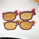 Vintage Hen Wicker Trivets Set Of 4