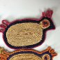 Vintage Hen Wicker Trivets Set Of 4