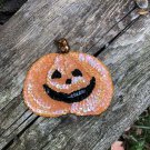 1989 Sequined pumpkin appliqué  4.5” X 4”