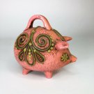 1960s Fitz and Floyd Pink Mod Piggy Bank  7” x 6.5”