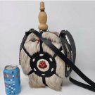 Vintage Hungarian Fur And Wooden Flask From Vlad The Impaler Castle