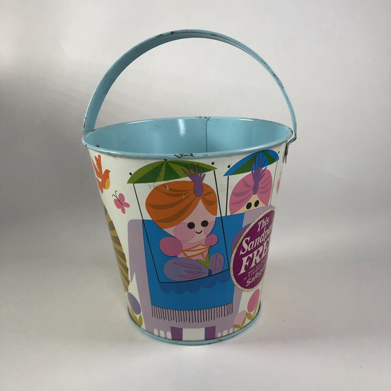 Vintage tin Sand pail  5.5&acirc;�� x 5&acirc;��