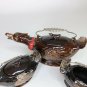 REDWARE POTTERY GOOSE TEA SET VINTAGE JAPAN BROWN TEAPOT CREAMER SUGAR BOWL DUCK