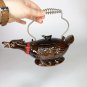 REDWARE POTTERY GOOSE TEA SET VINTAGE JAPAN BROWN TEAPOT CREAMER SUGAR BOWL DUCK
