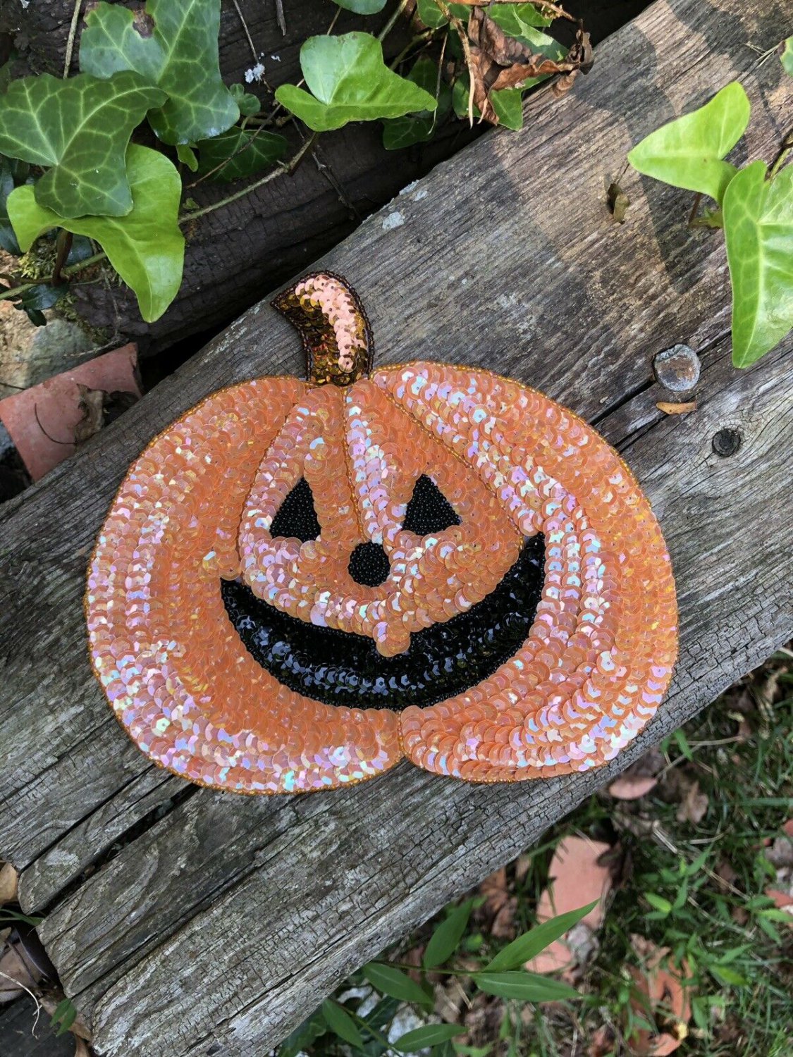 1989 Large sequined pumpkin appliqu&Atilde;&copy;  8&acirc;�� x 7.5&acirc;��