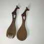 Hand Carved African Wooden Giraffe Salad Spoon And Fork Set