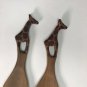 Hand Carved African Wooden Giraffe Salad Spoon And Fork Set