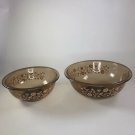 Vintage pyrex amber glass mixing bowls set of 2  Larger bowl measures 11” x 4”
