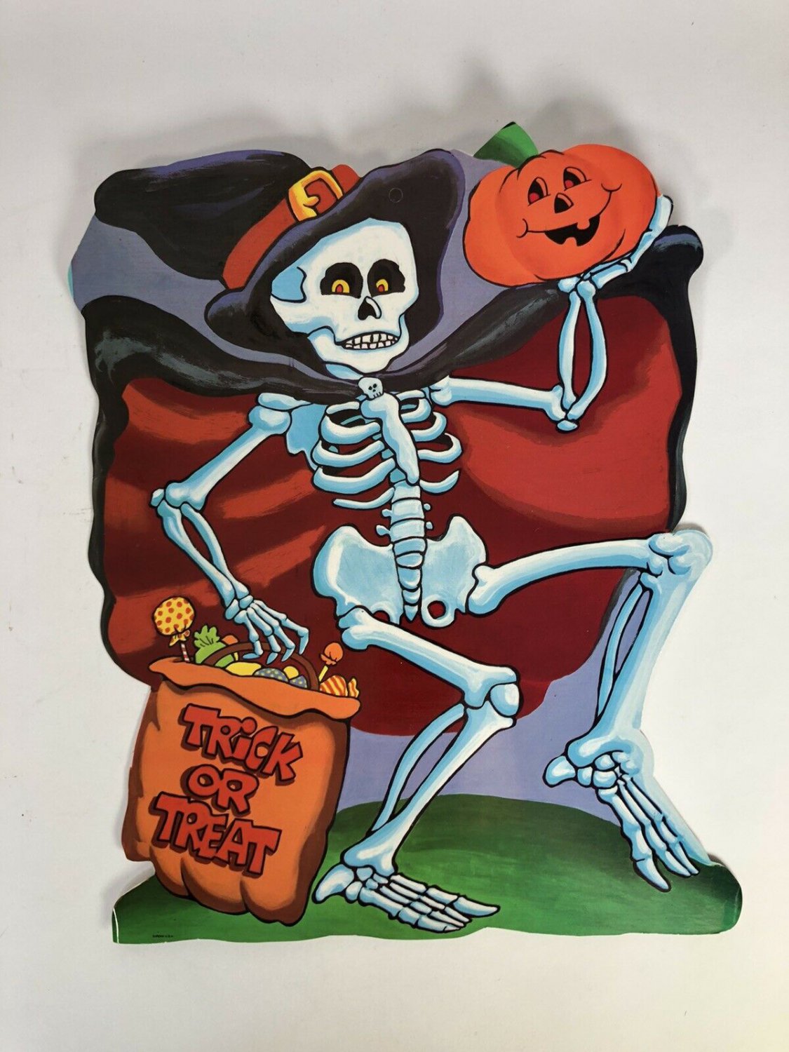 Vintage Eureka Die Cut Halloween Skeleton Jack-O&acirc;��-Lantern Die Cut Decoration
