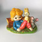 Vintage Chalkware Forest Friends Bank  7” x 6”
