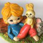 Vintage Chalkware Forest Friends Bank  7&acirc;�� x 6&acirc;��