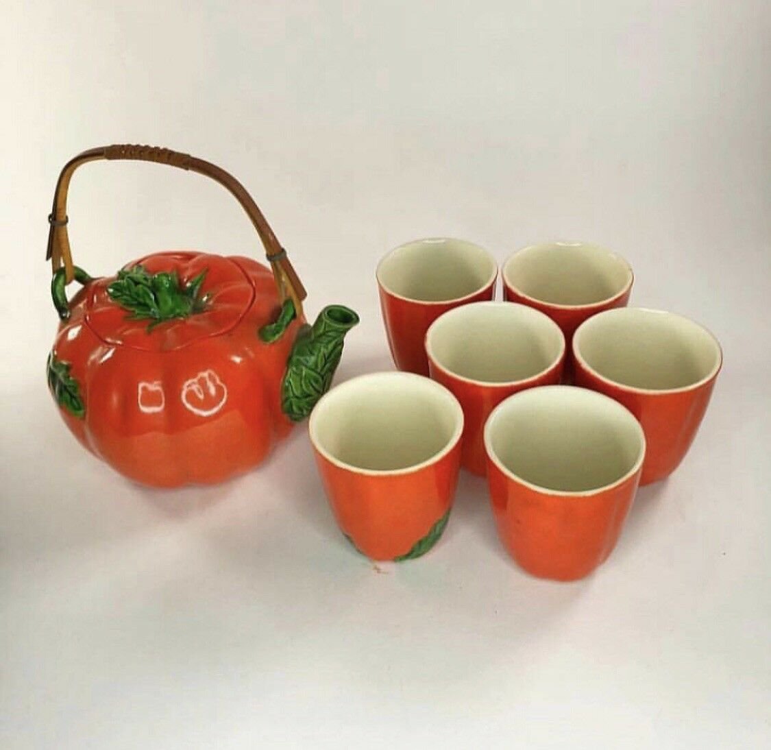 Mid-Century Tomato Tea Set Made In Japan