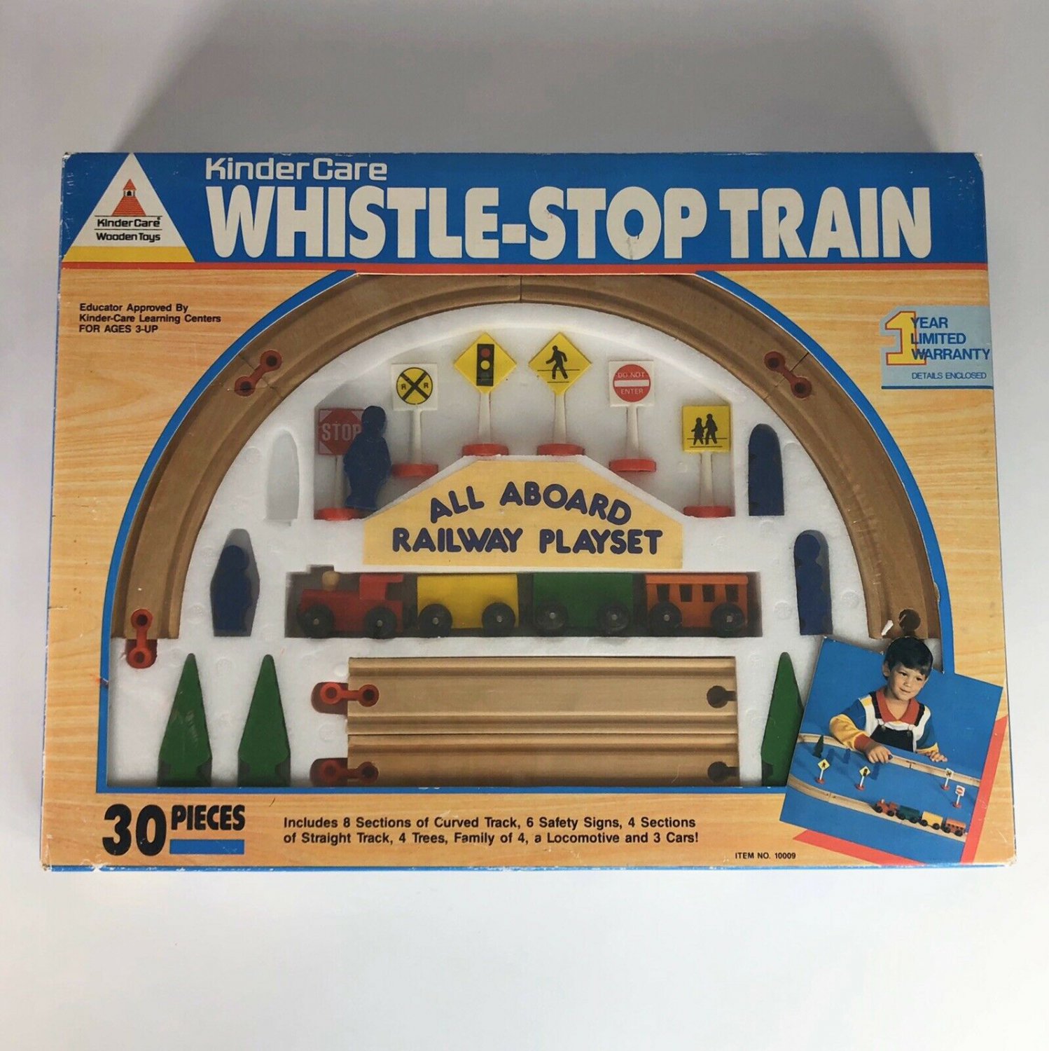 1991 Whistle Stop Wooden Train Set Complete