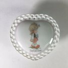 1985 Precious Moments September Heart Shaped Trinket Covered Dish