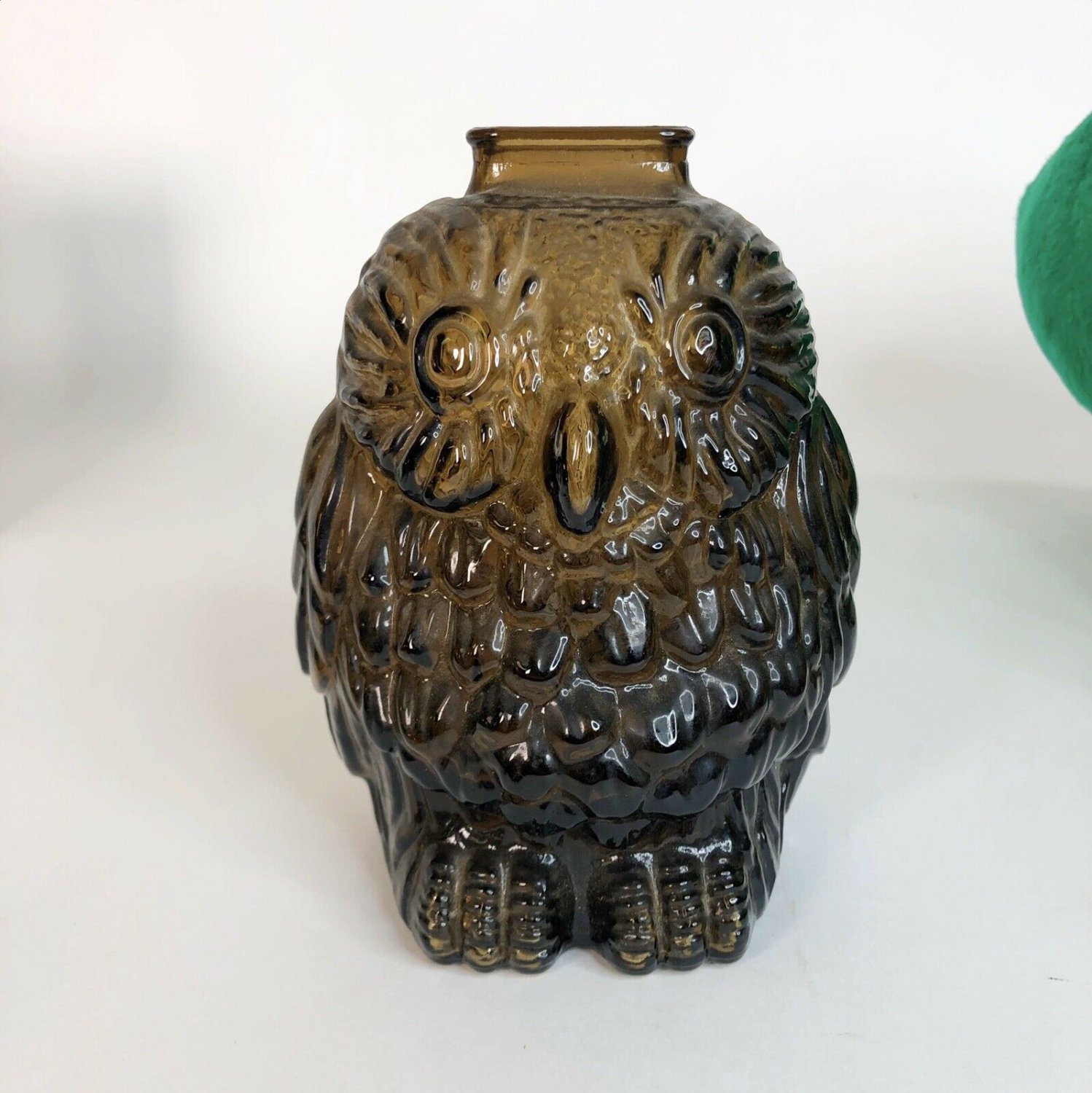 Vintage Amber Glass Wise Owl Bank 6&acirc;�� x 5&acirc;��
