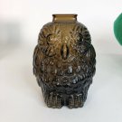 Vintage Amber Glass Wise Owl Bank 6” x 5”