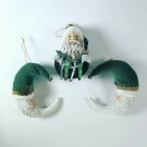 Vintage Crescent Moon Santa Ornaments Lot Of 3