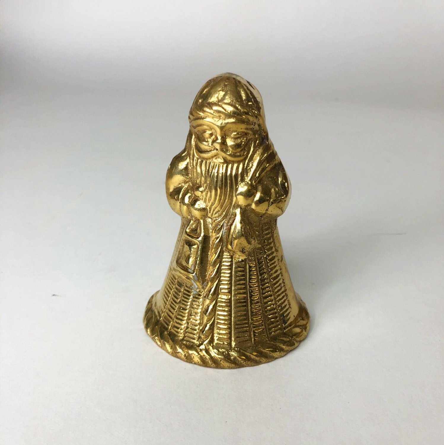 Mid-Century Indian Brass Santa Bell  3.5&acirc;�� tall