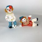Vintage Sporty Clown Figurines  Set of 2 ~4” each