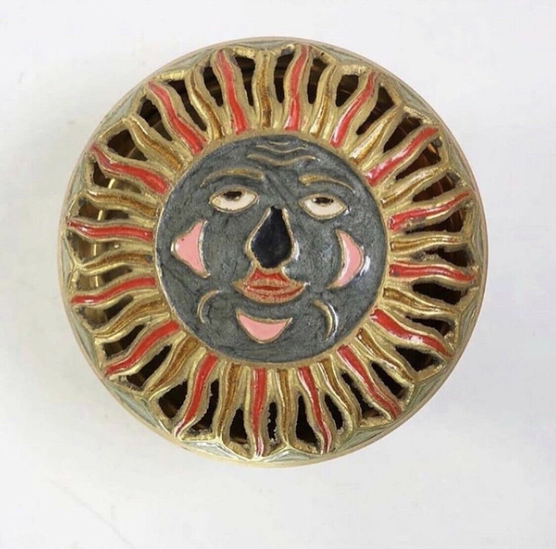 Vintage Brass Sun Trinket Box 5&acirc;�� X 3.5&acirc;��