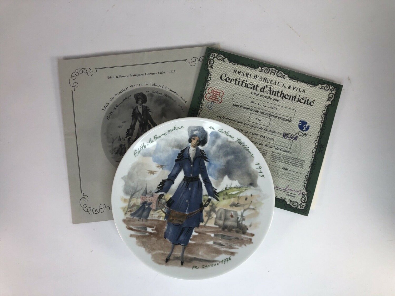 D'Arceau-Limoges Edith, the Practical Women with COA 1915 Collectors plate