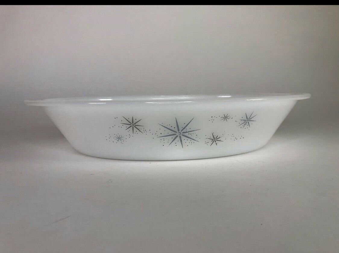 Vintage Milk Glass Glasbake Split Dish with Starburst Design - 12" x 9"
