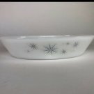 Vintage Milk Glass Glasbake Split Dish with Starburst Design - 12" x 9"