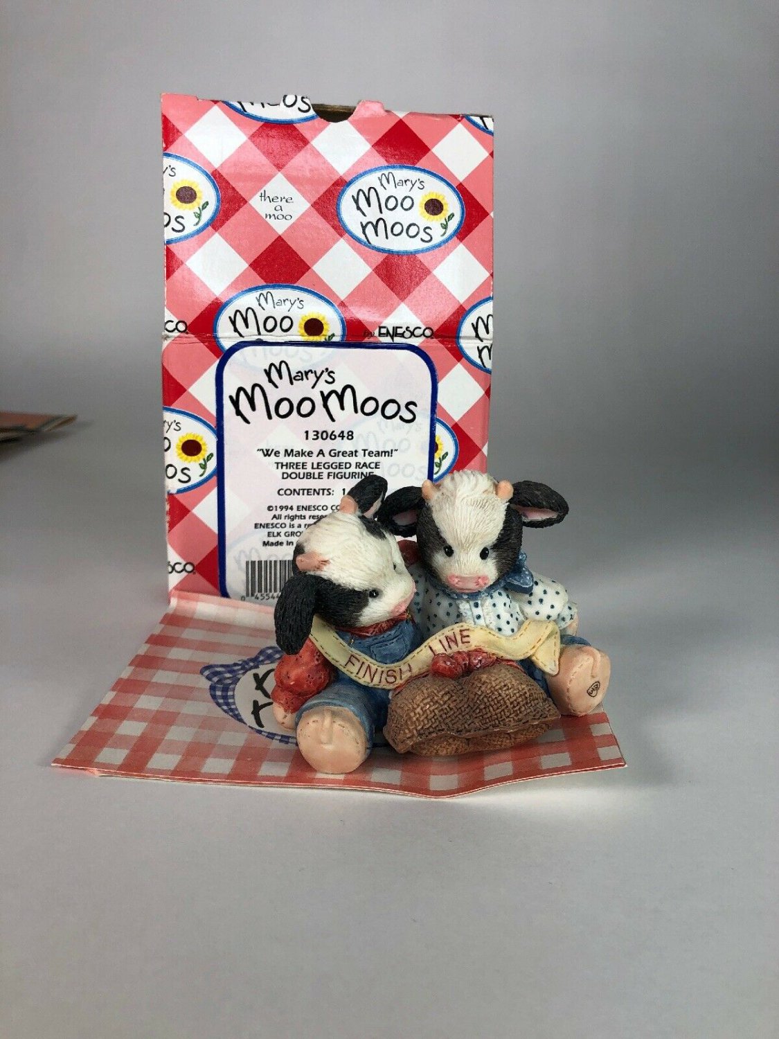 Enesco Mary&acirc;��s Moo Moos We Make A Great Team Three Legged Race Cow Figurines