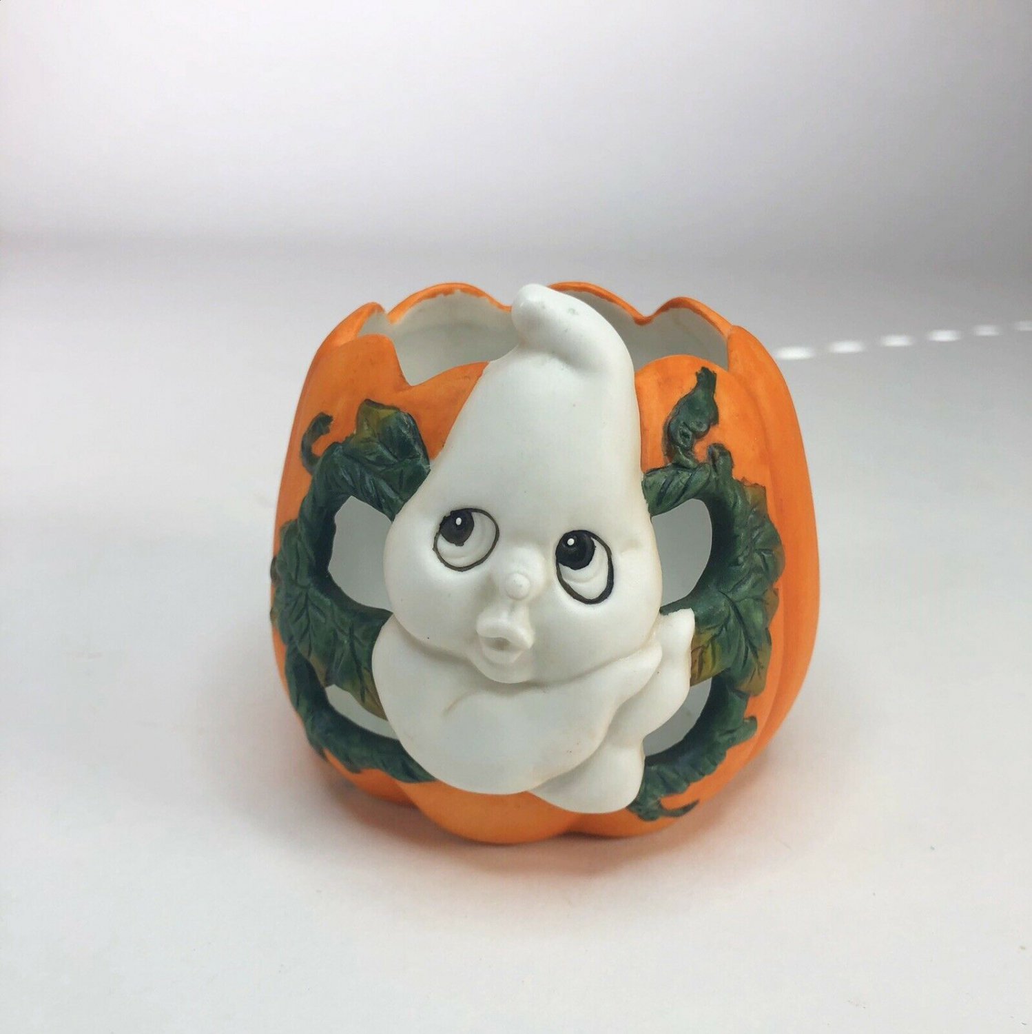 Vintage Halloween Ghost Tea Light Ceramic Holder 3&acirc;�� X 3&acirc;��
