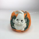 Vintage Halloween Ghost Tea Light Ceramic Holder 3” X 3”