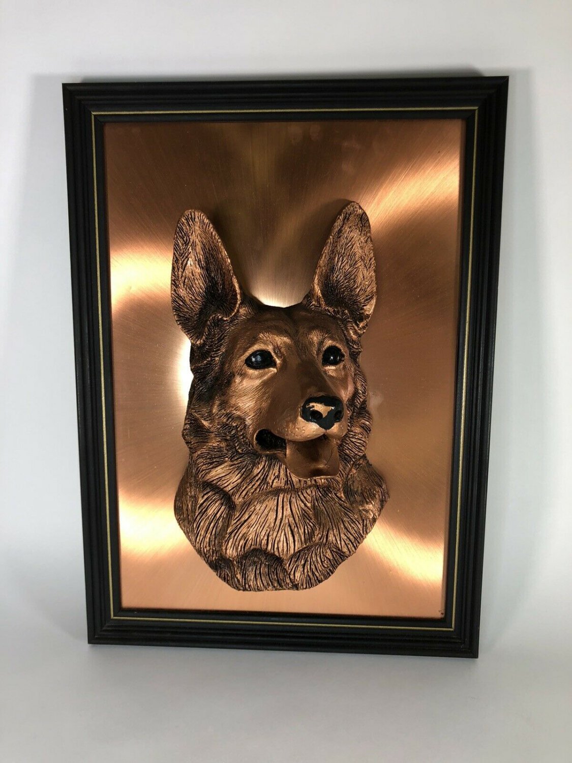Raised Relief 3d German Shepard Bust Copper Finish Picture 22" x 17" JOHN LOUW