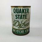 VINTAGE 1 QUART TEXACO QUAKER STATE DELUXE MOTOR OIL CAN  METAL FULL NR!