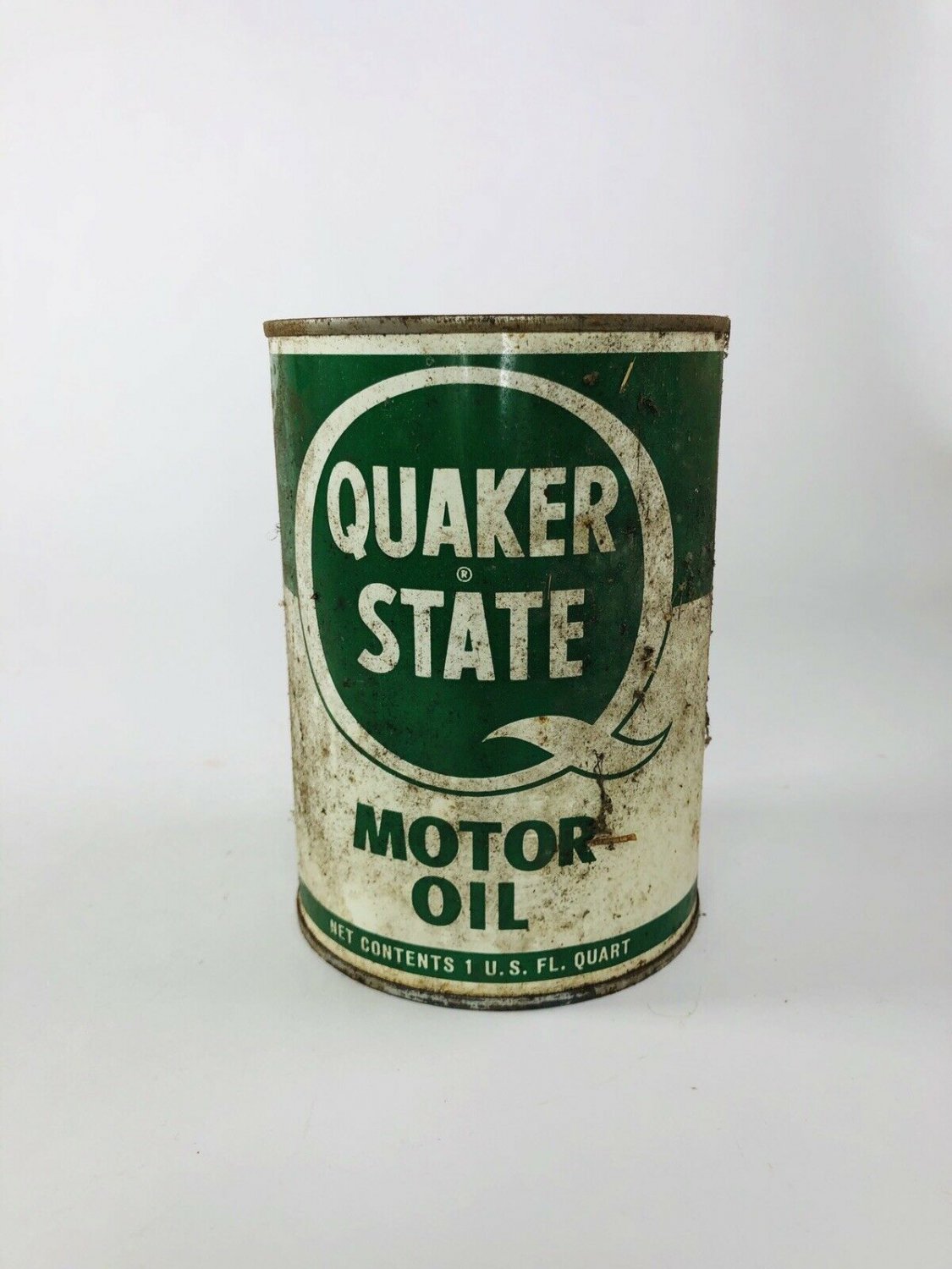 Vintage 1 Quart Metal Quaker State Motor Oil Can Full ~ 40w