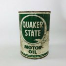 Vintage 1 Quart Metal Quaker State Motor Oil Can Full ~ 40w