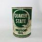 Vintage 1 Quart Metal Quaker State Motor Oil Can Full ~ 40w