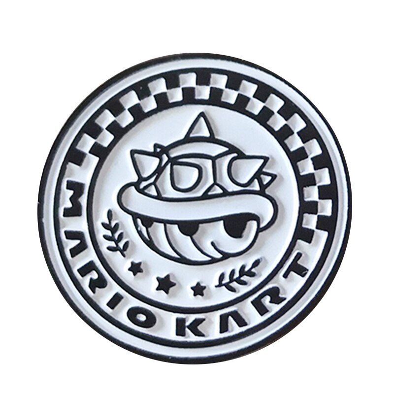 ario kart button badges funny game pin black white art brooch geeky gift