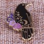 Crow flower brooch horror raven badge Goth witchcraft pins black animal art jewelry magic Halloween