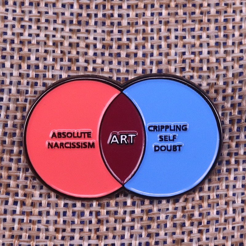 absolute narcissism crippling self doubt art enamel pin badge