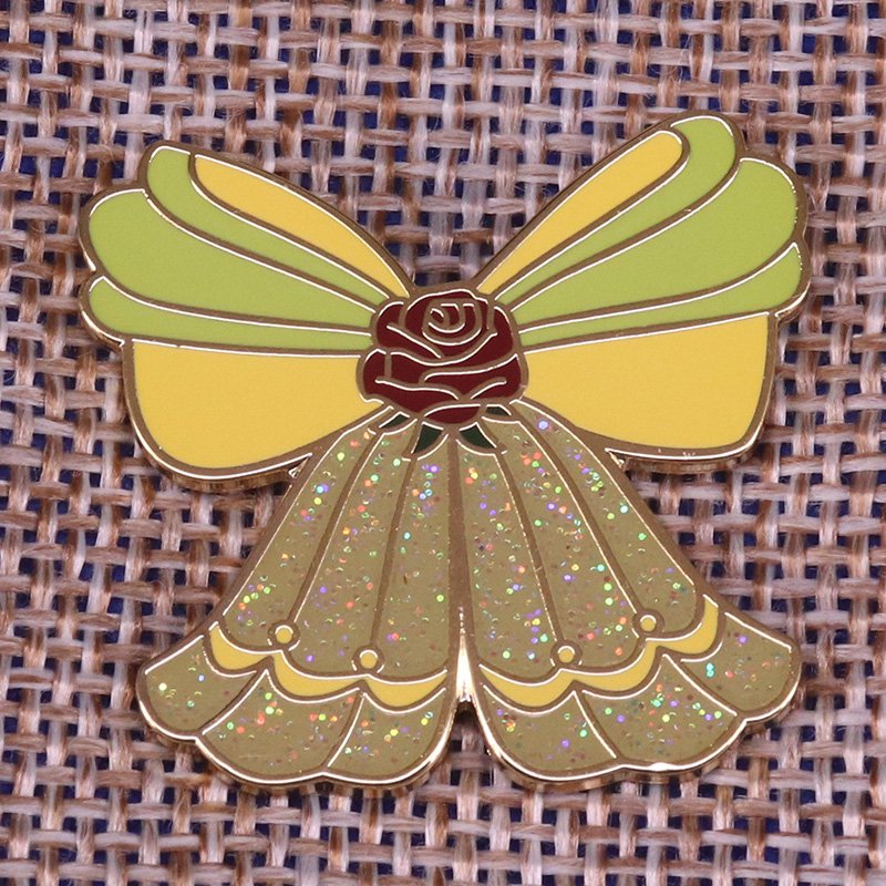 Rose bow enamel pin cute glitter flower ladies badge bow tie collar pin elegant women suits coat