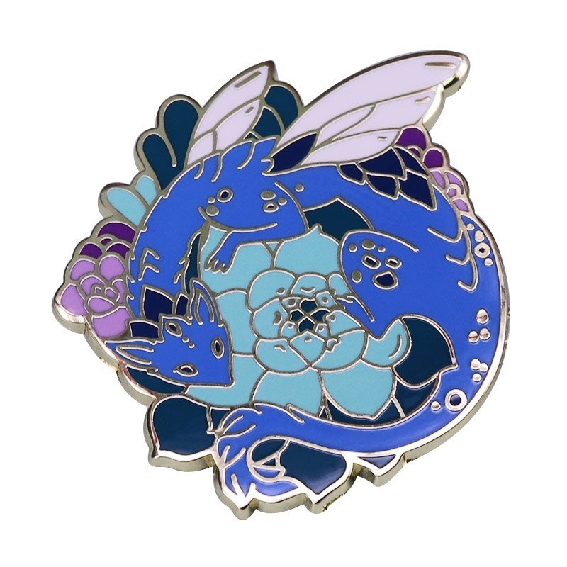 A Dragon with succulent plants designed by Meredith Dillman enamel pin art accessories