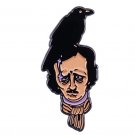 Edgar Allan Poe enamel pin Nevermore The Raven Brooch Gothic Creepy Odd Halloween Horror Jewelry