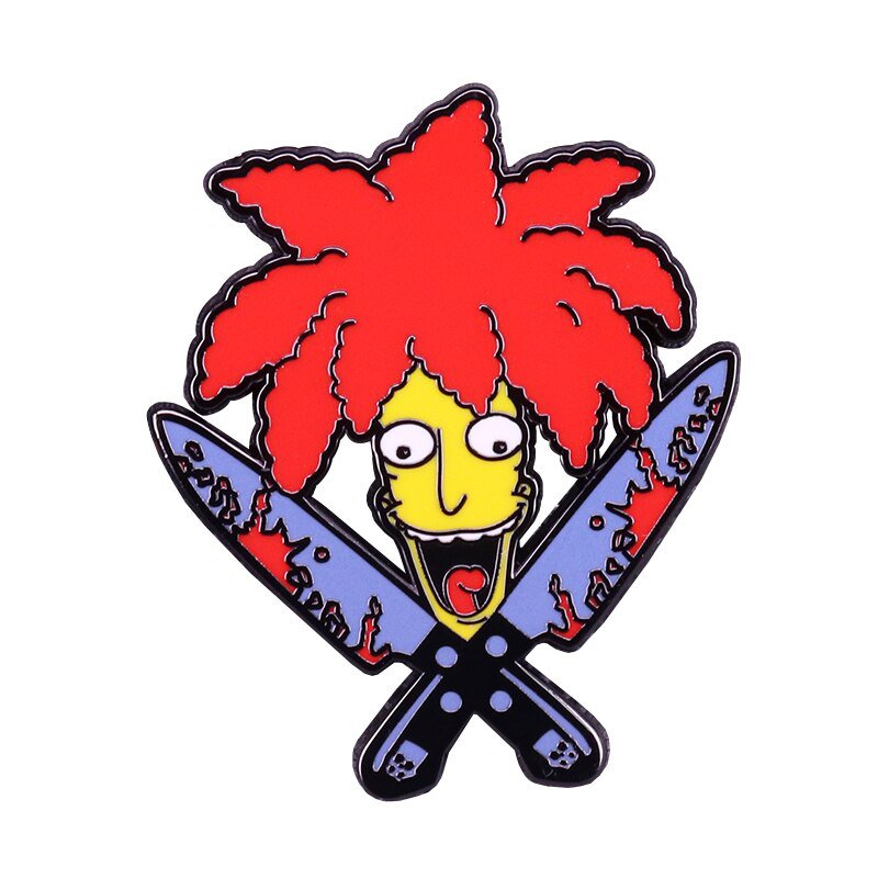 Sideshow Bob enamel pin animated television series character inspired brooch