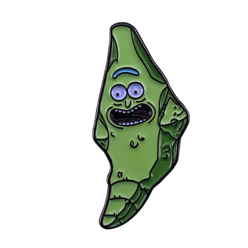 Pickle Rick enamel pin eccentric scientist Rick Sanchez turns himself into a pickle brooch
