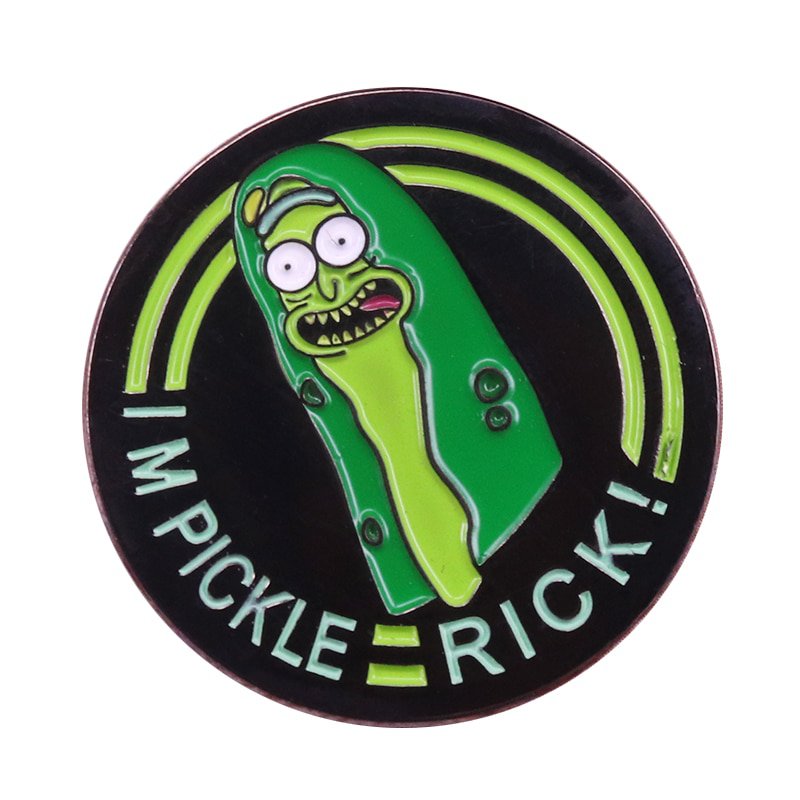 Pickle Rick enamel pin eccentric scientist Rick Sanchez turns himself into a pickle brooch